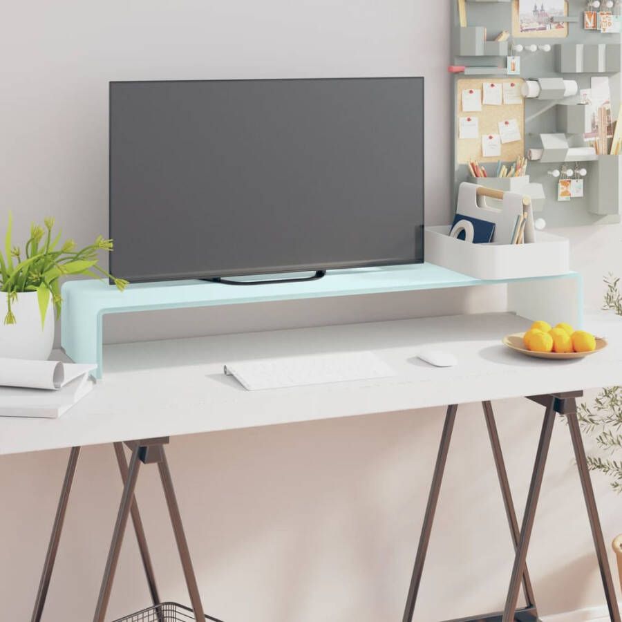 VidaXL -TV-meubel monitorverhoger-100x30x13-cm-glas-groen - Foto 1