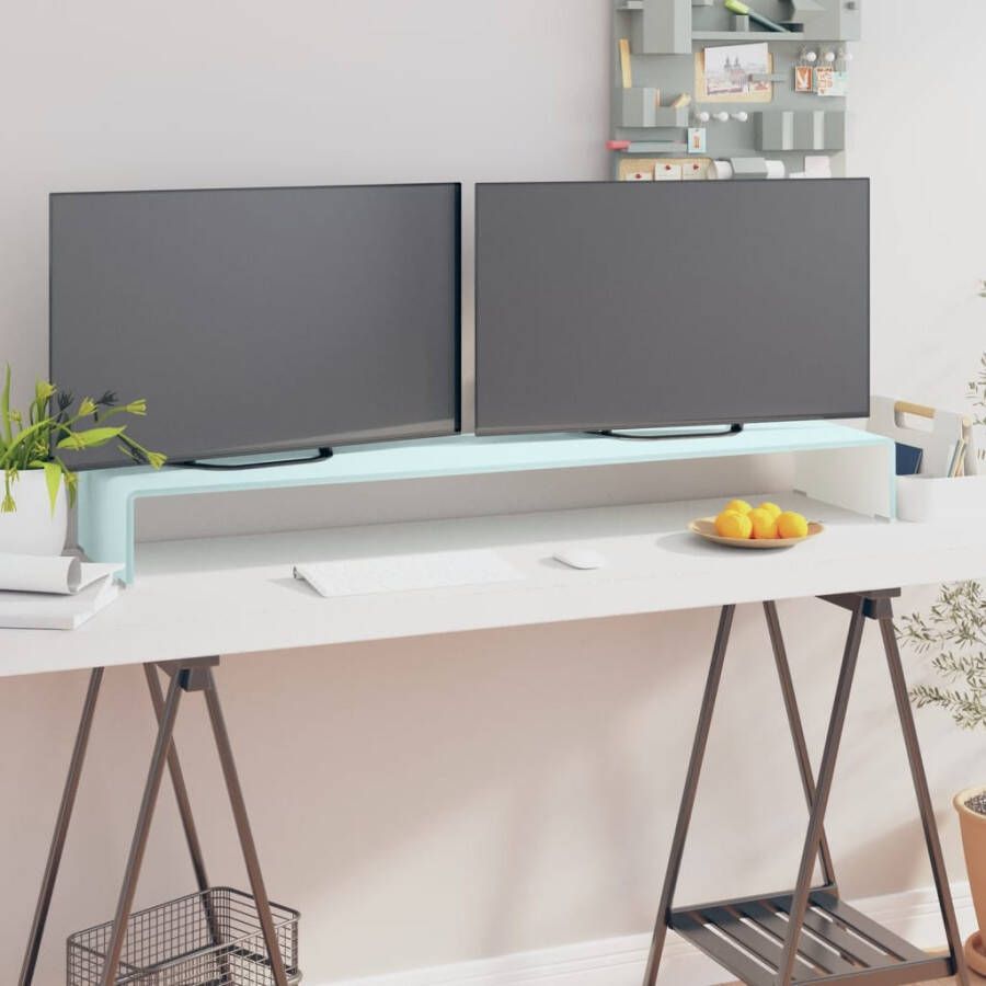 VidaXL -TV-meubel monitorverhoger-120x30x13-cm-glas-groen - Foto 2
