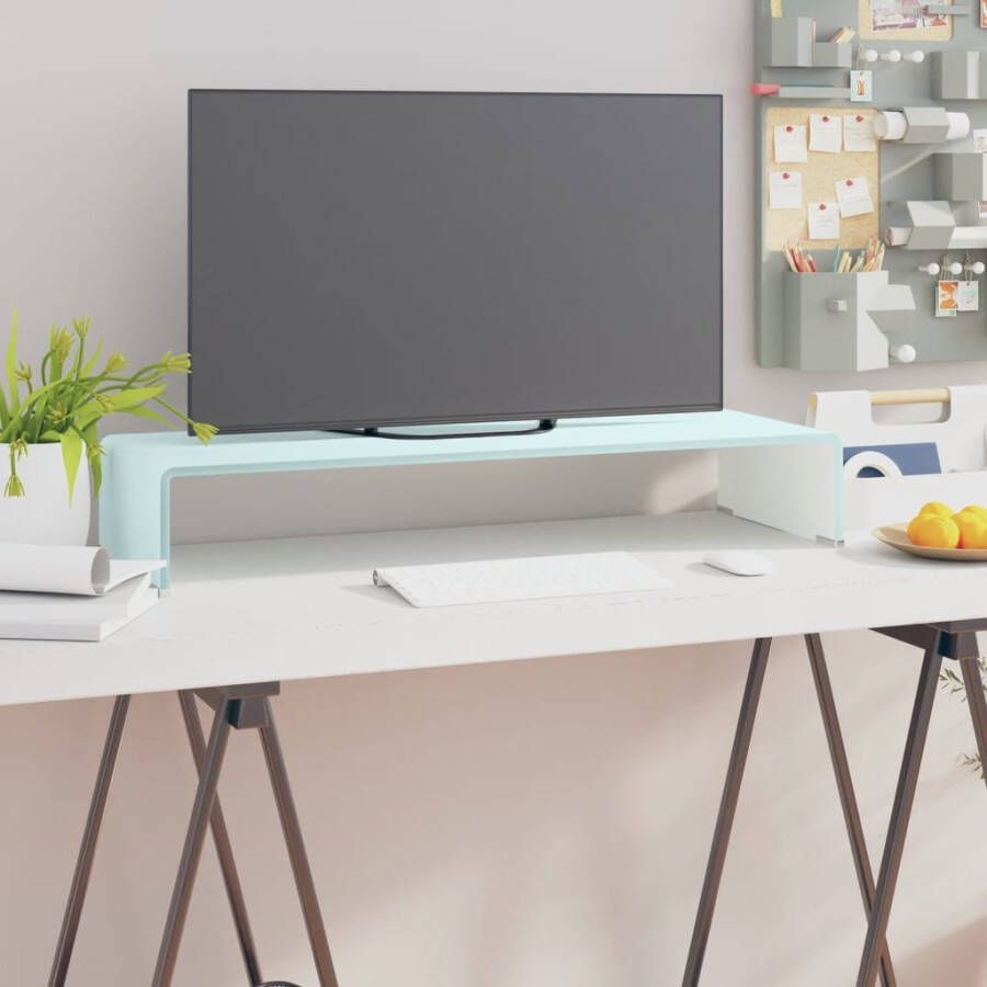 VidaXL -Tv-meubel monitorverhoger-80x30x13-cm-glas-groen - Foto 2