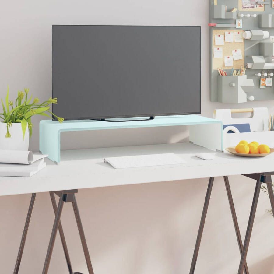 VidaXL -Tv-meubel monitorverhoger-70x30x13-cm-glas-groen - Foto 1
