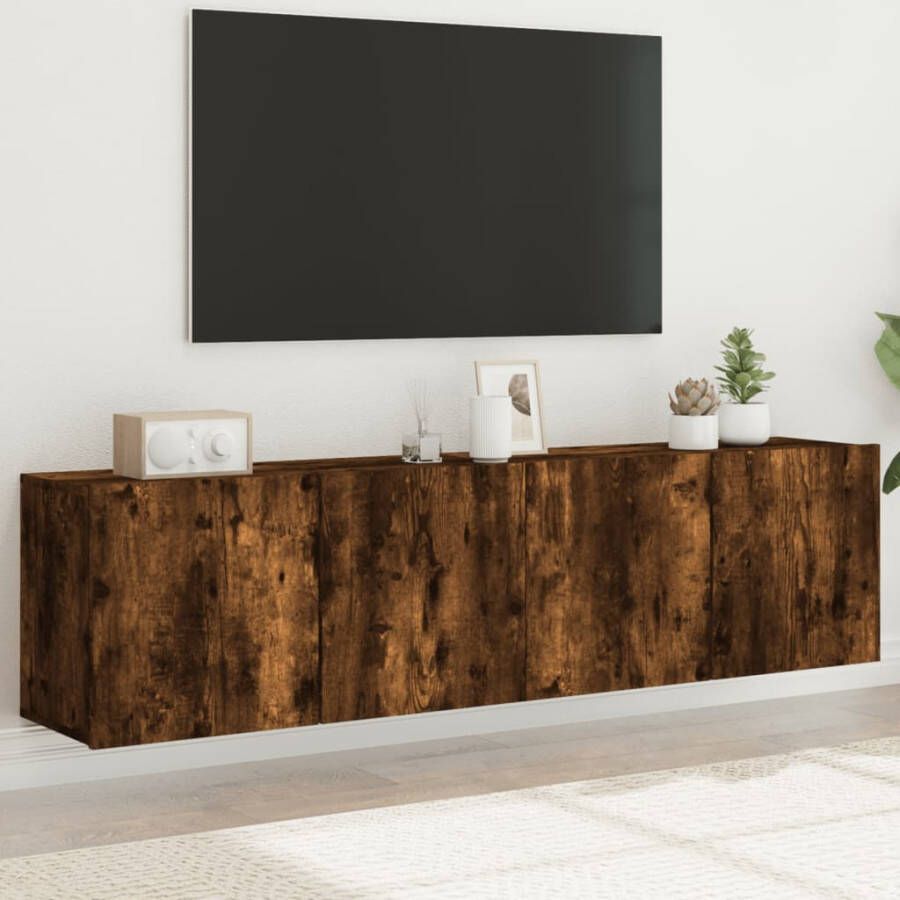 VidaXL -Tv-meubels-2-st-wandgemonteerd-80x30x41-cm-gerookt-eikenkleurig - Foto 3