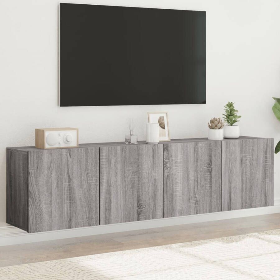 VidaXL -Tv-meubels-2-st-wandgemonteerd-80x30x41-cm-grijs-sonoma-eiken - Foto 3