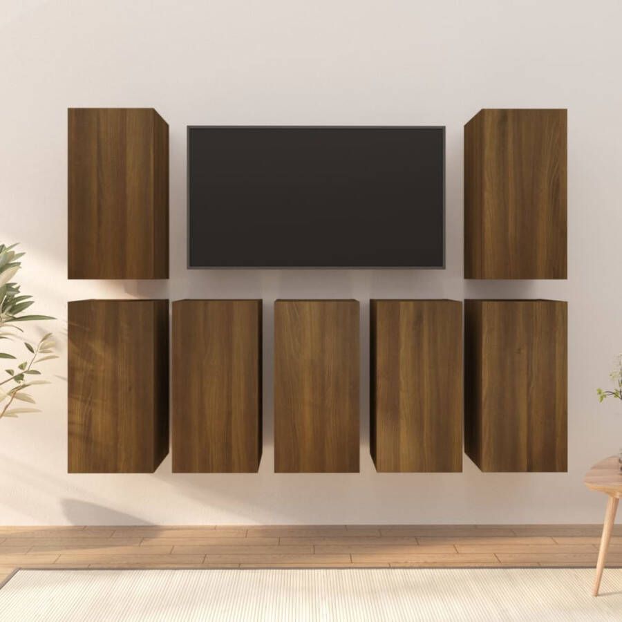 VidaXL -Tv-meubels-7-st-30 5x30x60-cm-bewerkt-hout-bruineikenkleurig - Foto 2