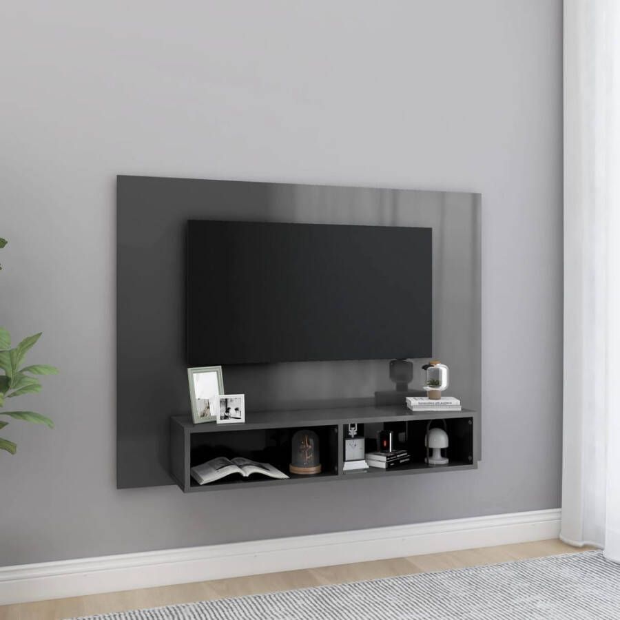 VidaXL -Tv-wandmeubel-120x23 5x90-cm-bewerkt-hout-hoogglans-grijs - Foto 3