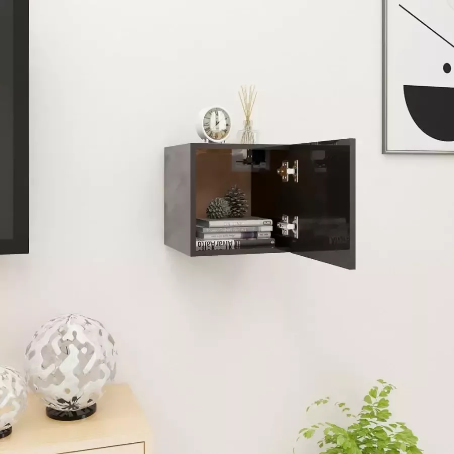 VidaXL Tv-wandmeubel 30 5x30x30 cm hoogglans zwart