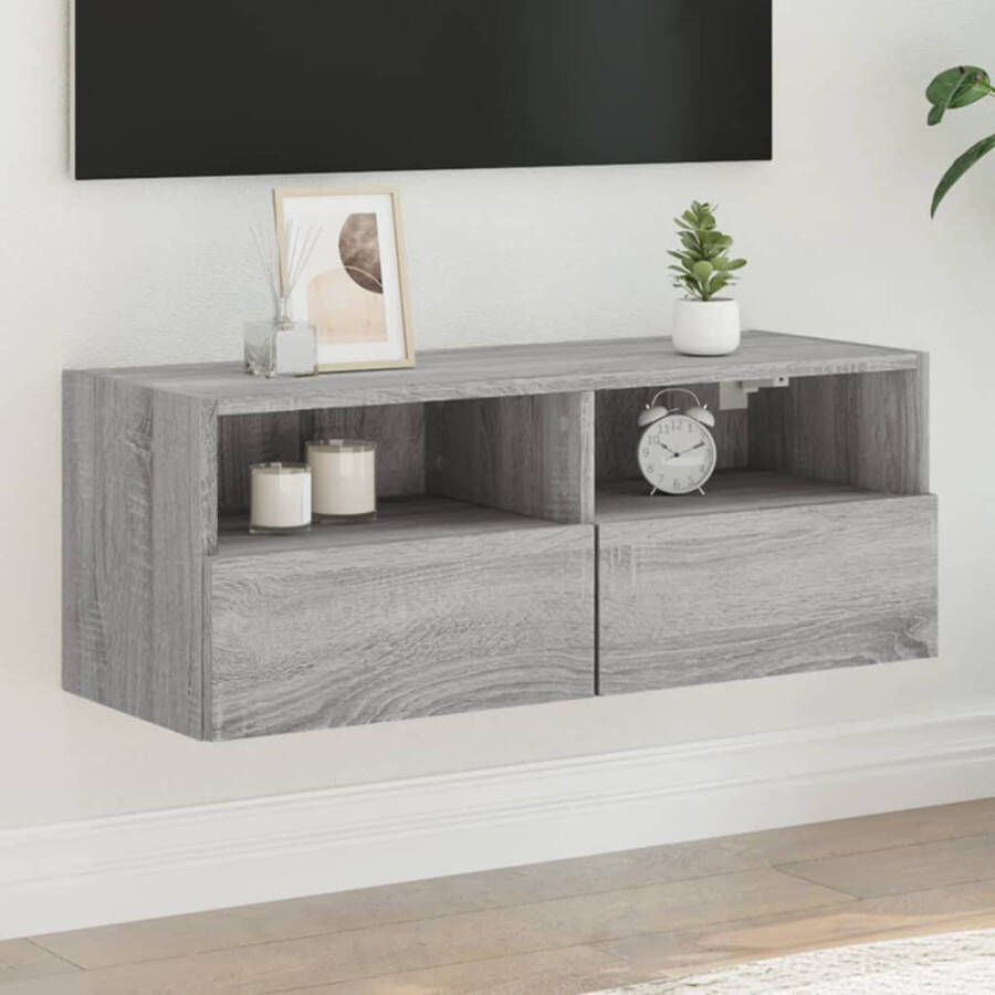 VidaXL -Tv-wandmeubel-80x30x30-cm-bewerkt-hout-grijs-sonoma-eikenkleur - Foto 3