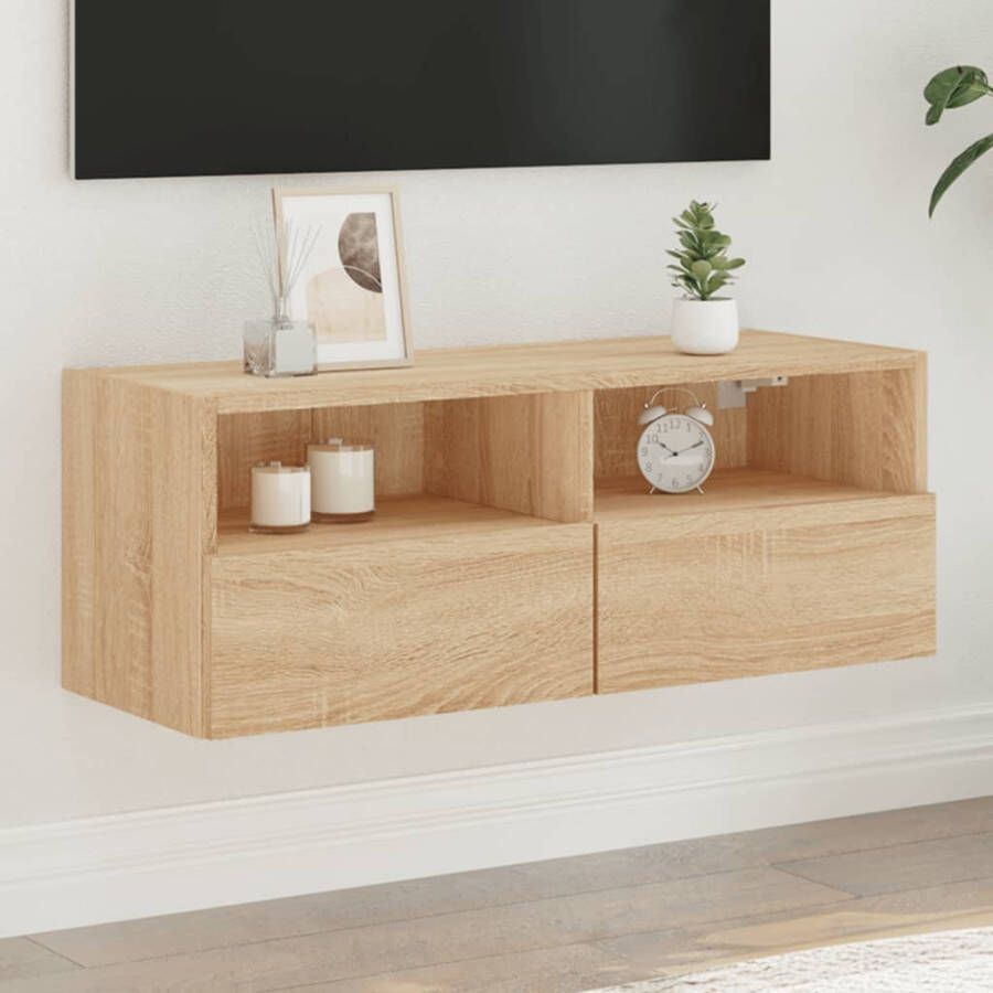 VidaXL -Tv-wandmeubel-80x30x30-cm-bewerkt-hout-sonoma-eikenkleurig - Foto 3