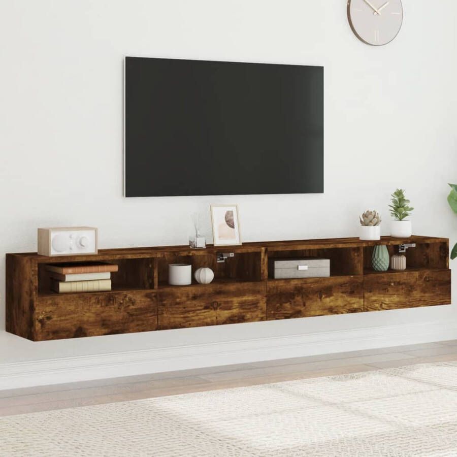 VidaXL -Tv-wandmeubels-2-st-100x30x30-cm-bewerkt-hout-gerookt-eiken - Foto 2