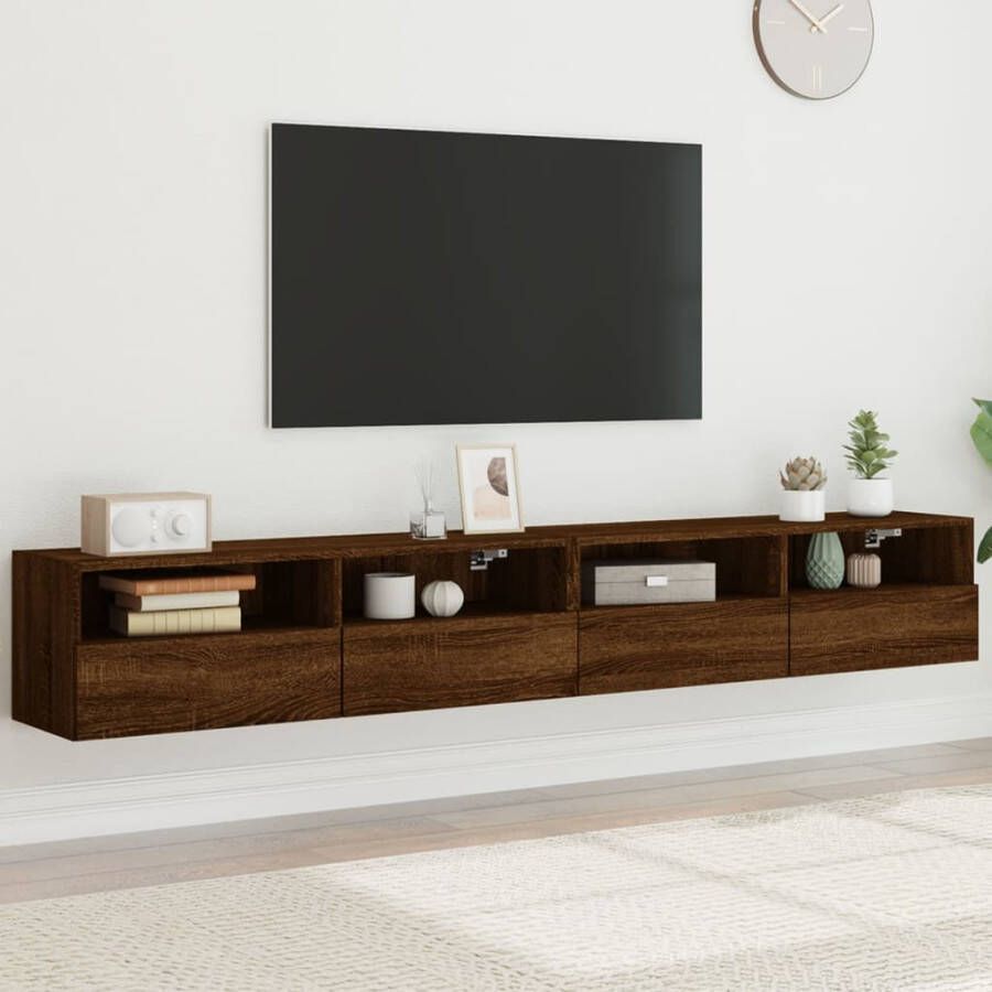 VidaXL Tv-wandmeubels 2 st 100x30x30 cm bewerkt hout bruin eikenkleur - Foto 2