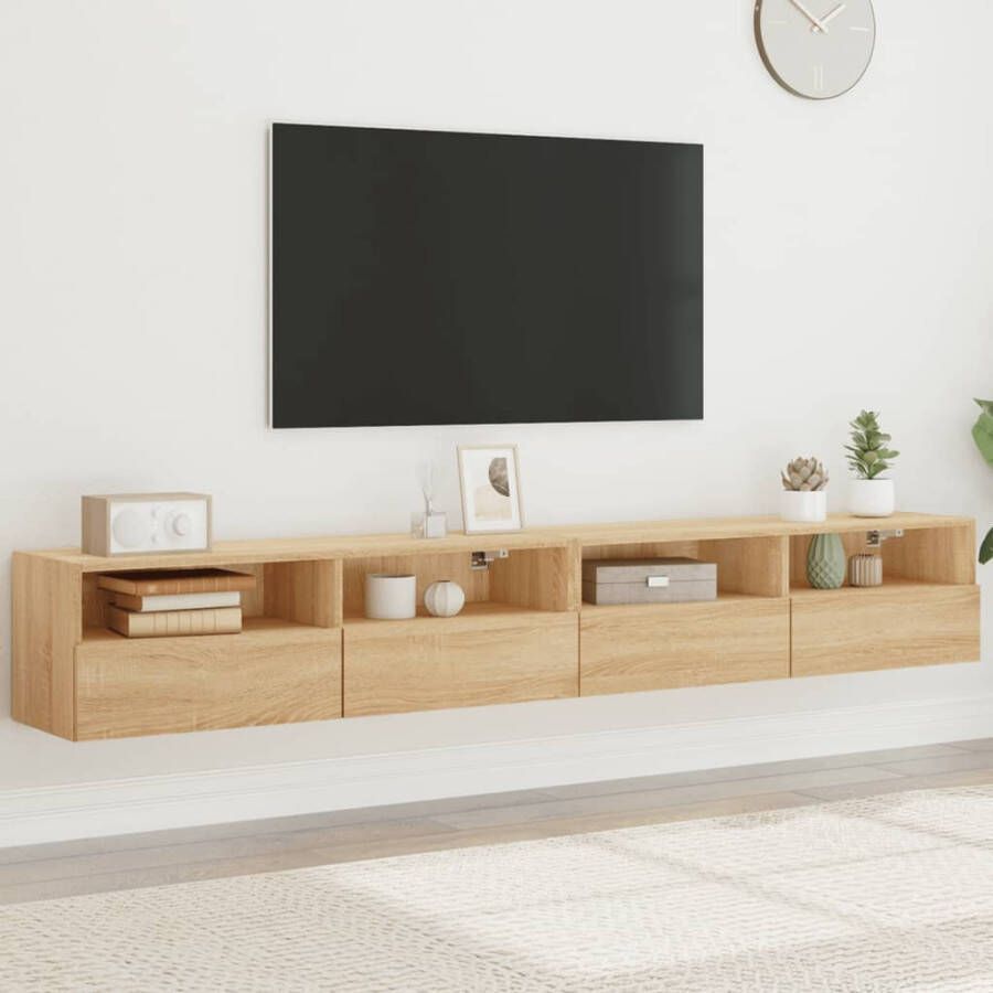 VidaXL -Tv-wandmeubels-2-st-100x30x30-cm-hout-sonoma-eikenkleurig - Foto 2