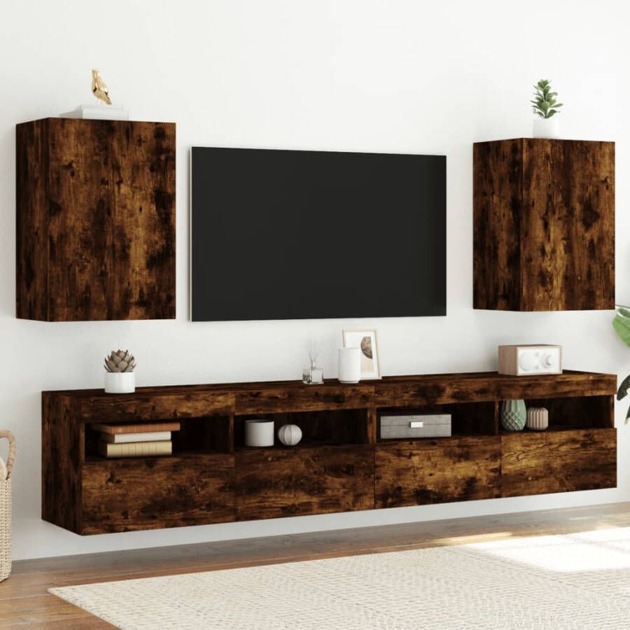 VidaXL -Tv-wandmeubels-2-st-40 5x30x60-cm-bewerkt-hout-gerookt-eiken - Foto 3