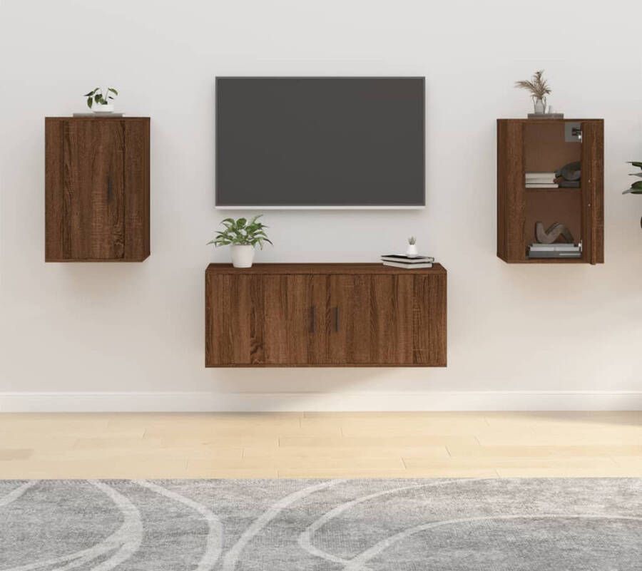 VidaXL -Tv-wandmeubels-2-st-40x34 5x60-cm-bruineikenkleurig - Foto 3