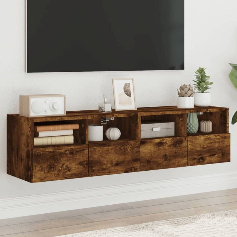 VidaXL -Tv-wandmeubels-2-st-60x30x30-cm-bewerkt-hout-gerookt-eikenkleur - Foto 3