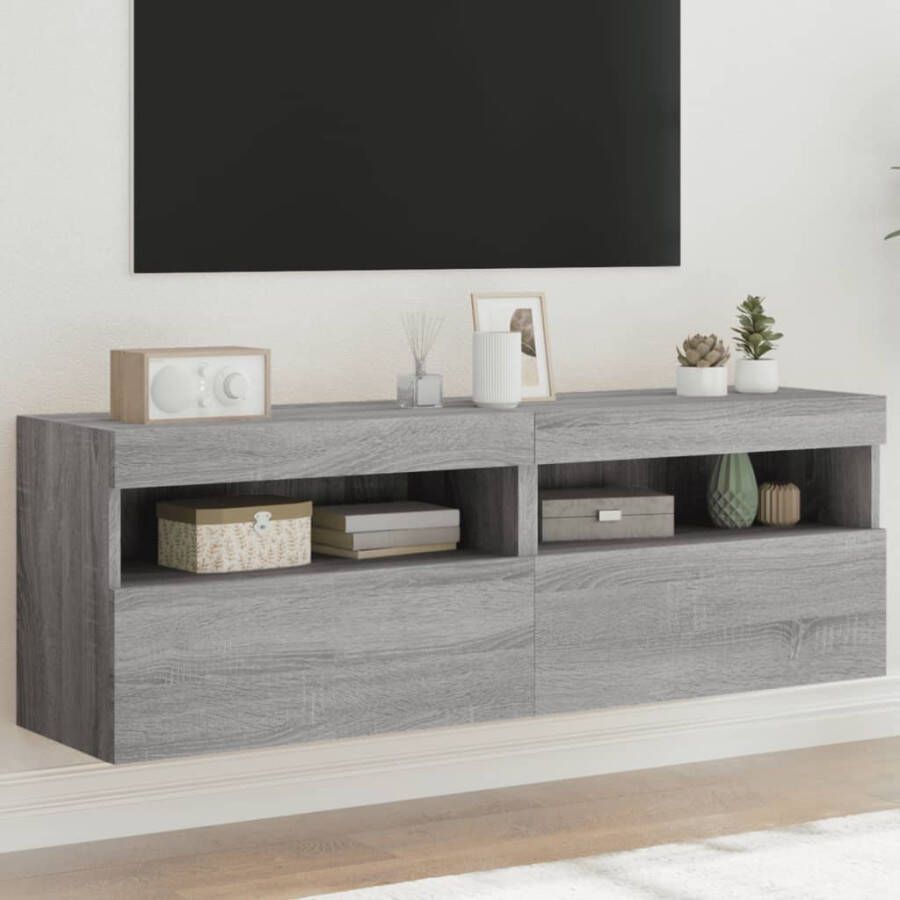 VidaXL -Tv-wandmeubels-met-LED-2-st-60x30x40-cm-grijs-sonoma-eiken - Foto 3
