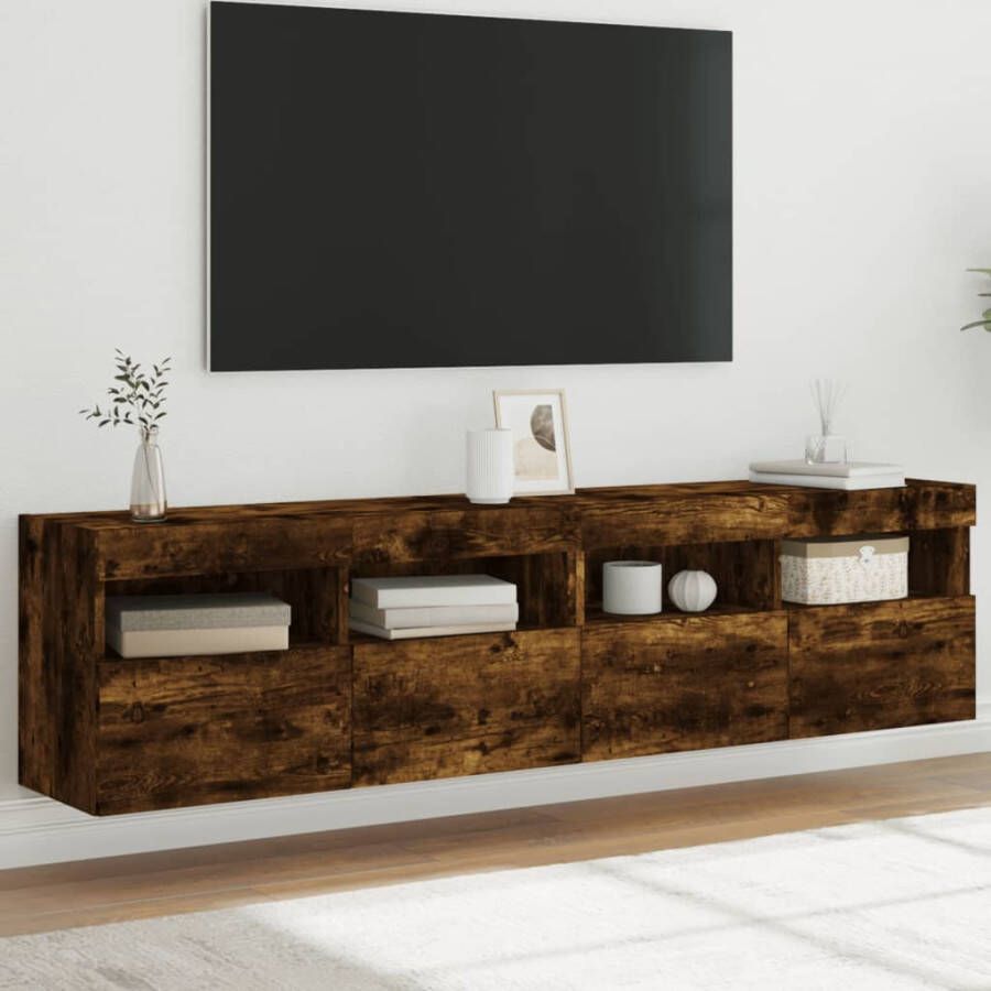 VidaXL -Tv-wandmeubels-met-LED-2-st-80x30x40-cm-gerookt-eikenkleurig - Foto 3