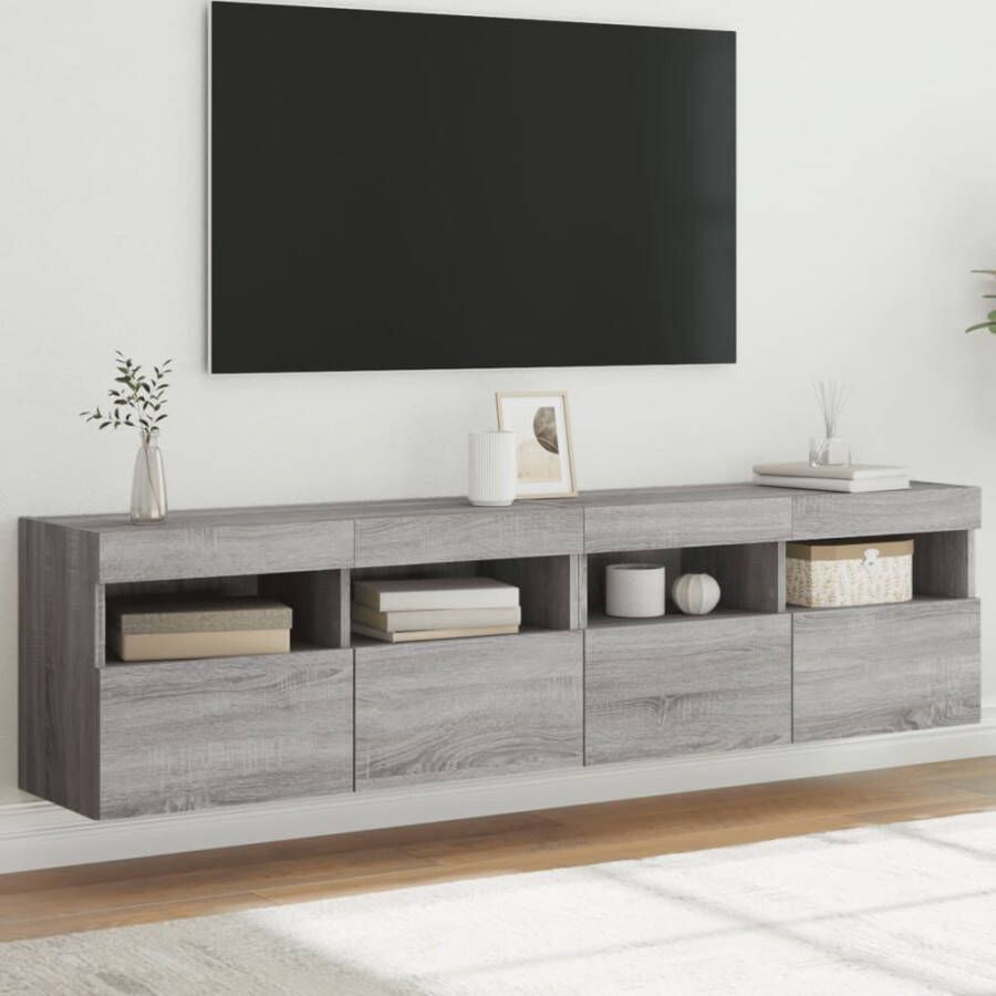 VidaXL -Tv-wandmeubels-met-LED-2-st-80x30x40-cm-grijs-sonoma-eikenkleur - Foto 3