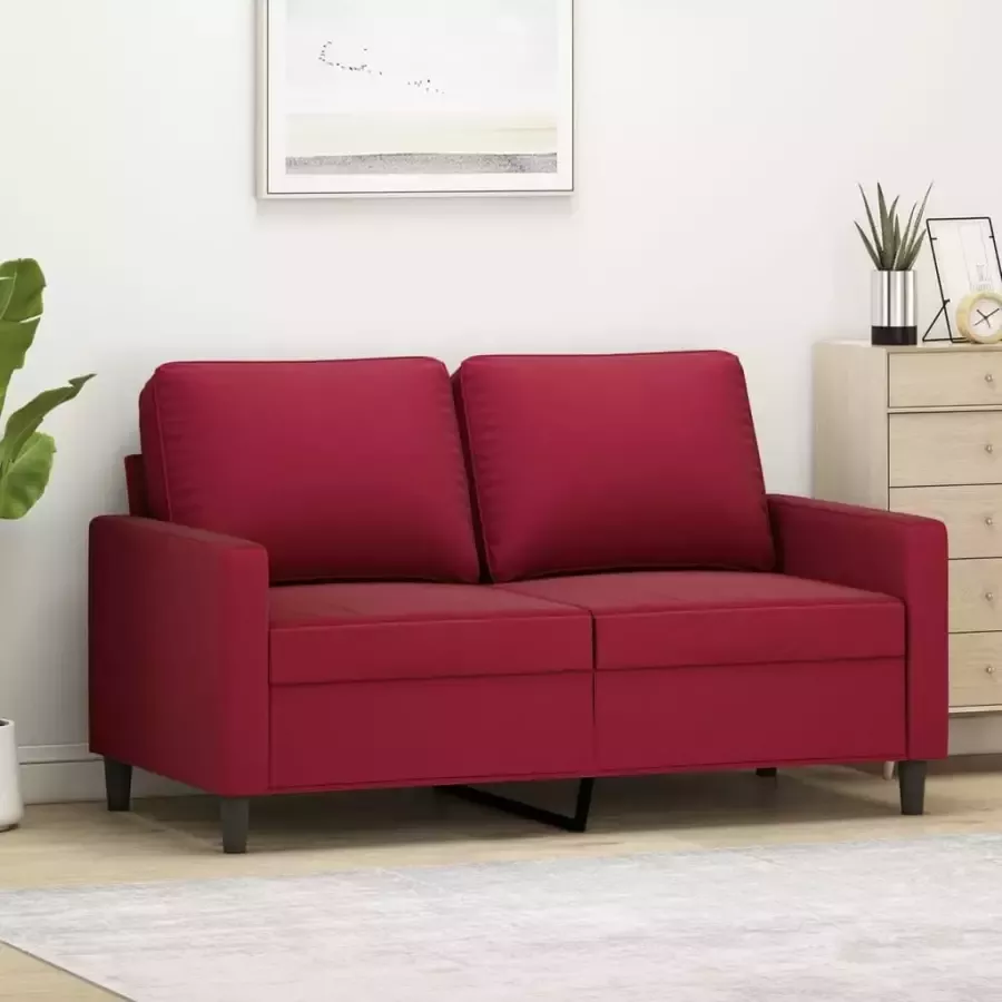 VidaXL Tweezitsbank 120 cm fluweel wijnrood - Foto 2