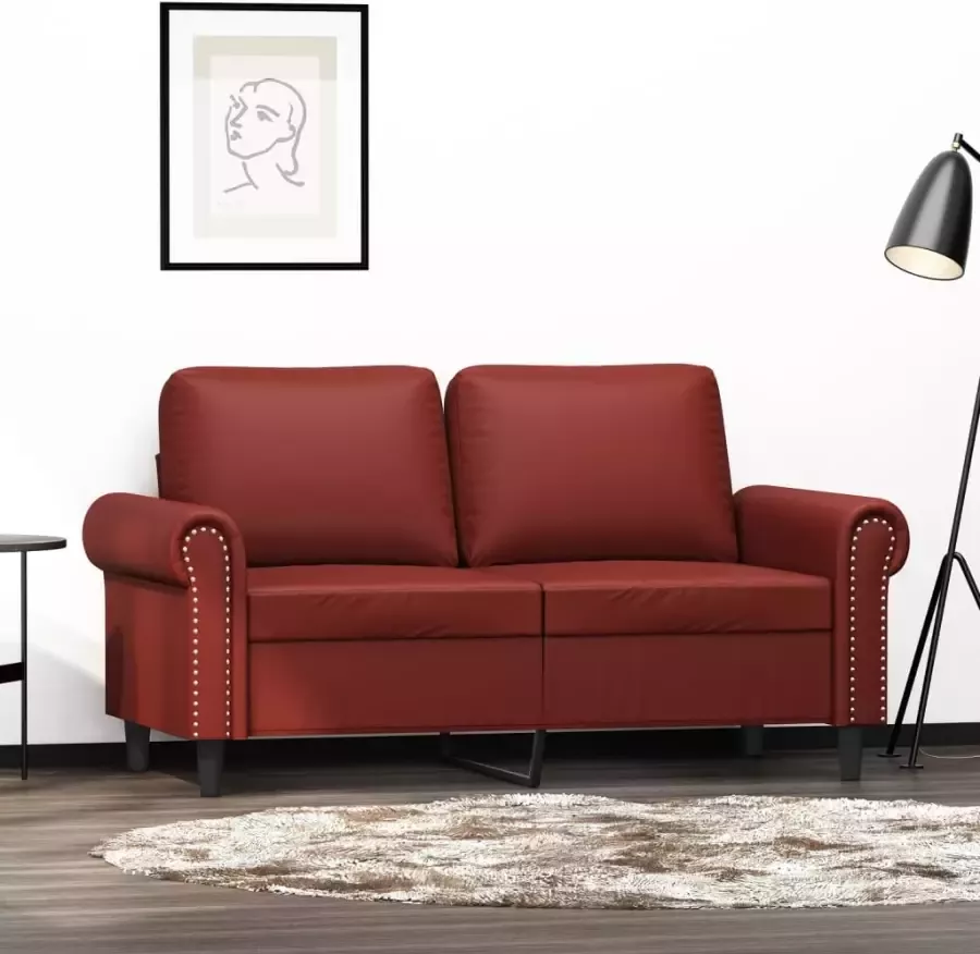 VidaXL Tweezitsbank 120 cm kunstleer wijnrood