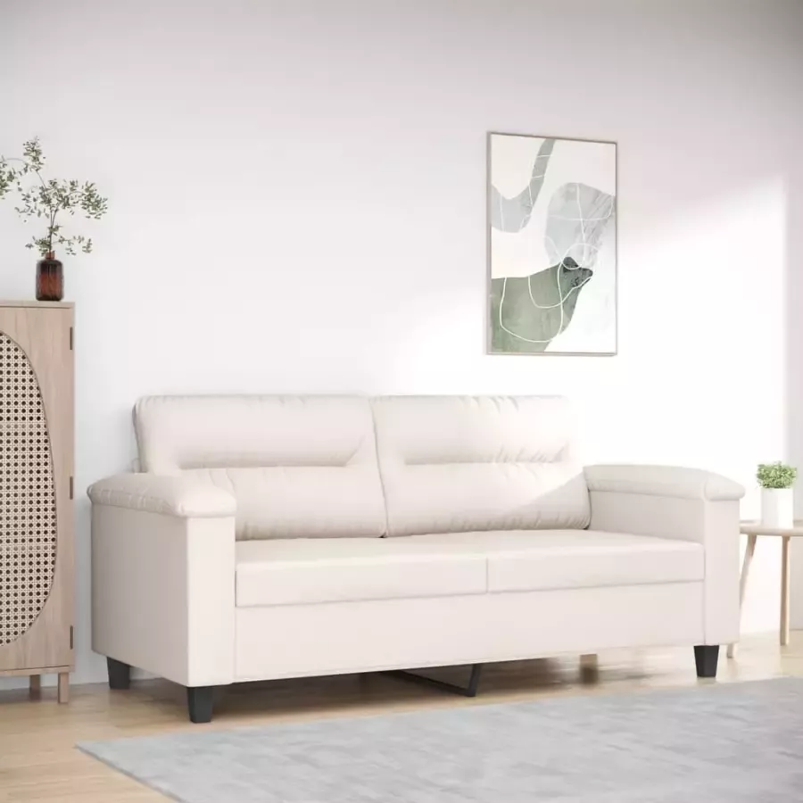 VidaXL Tweezitsbank 140 cm microvezelstof beige