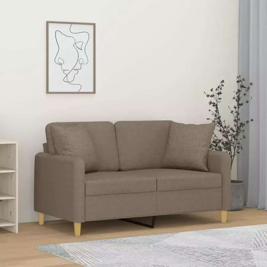 VidaXL Tweezitsbank met kussens 120 cm stof taupe