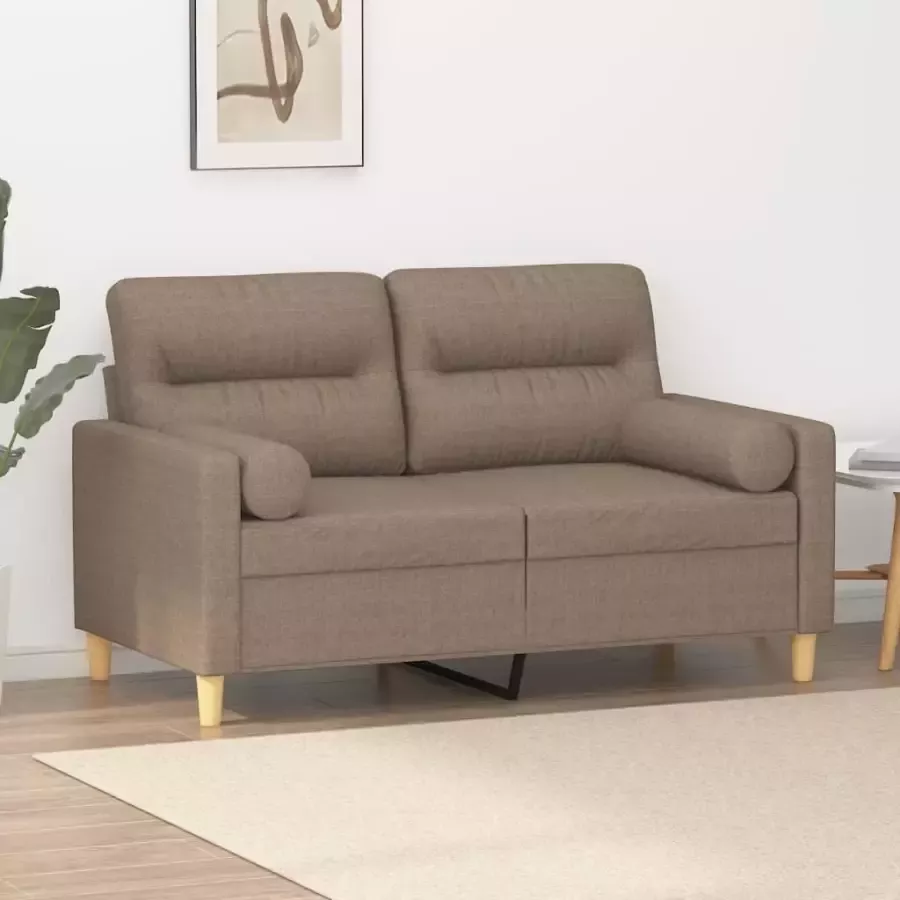 VidaXL Tweezitsbank met kussens 120 cm stof taupe