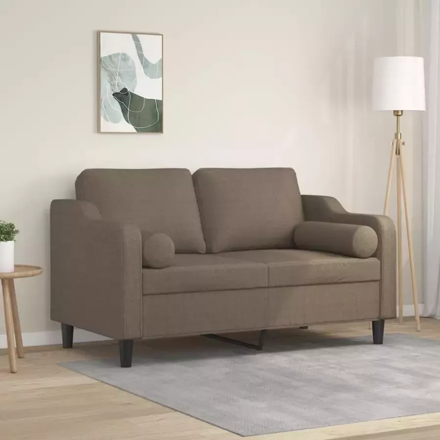 VidaXL Tweezitsbank met kussens 120 cm stof taupe