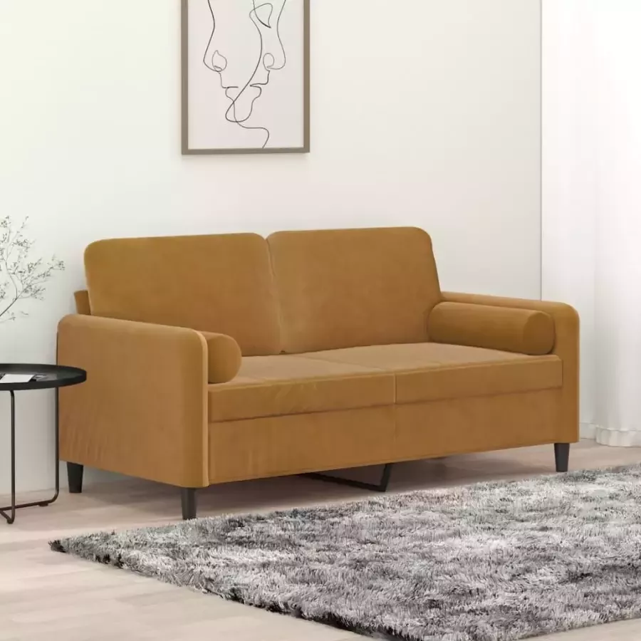 VidaXL Tweezitsbank met kussens 140 cm fluweel bruin
