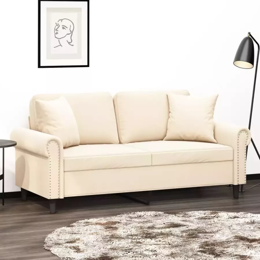 VidaXL Tweezitsbank met kussens 140 cm fluweel crème