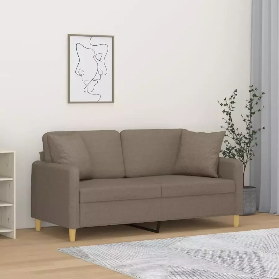 VidaXL Tweezitsbank met kussens 140 cm stof taupe