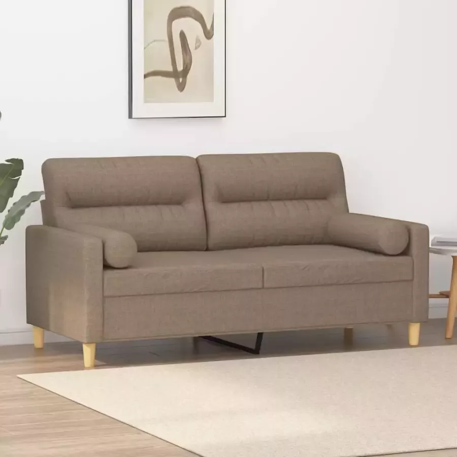 VidaXL Tweezitsbank met kussens 140 cm stof taupe