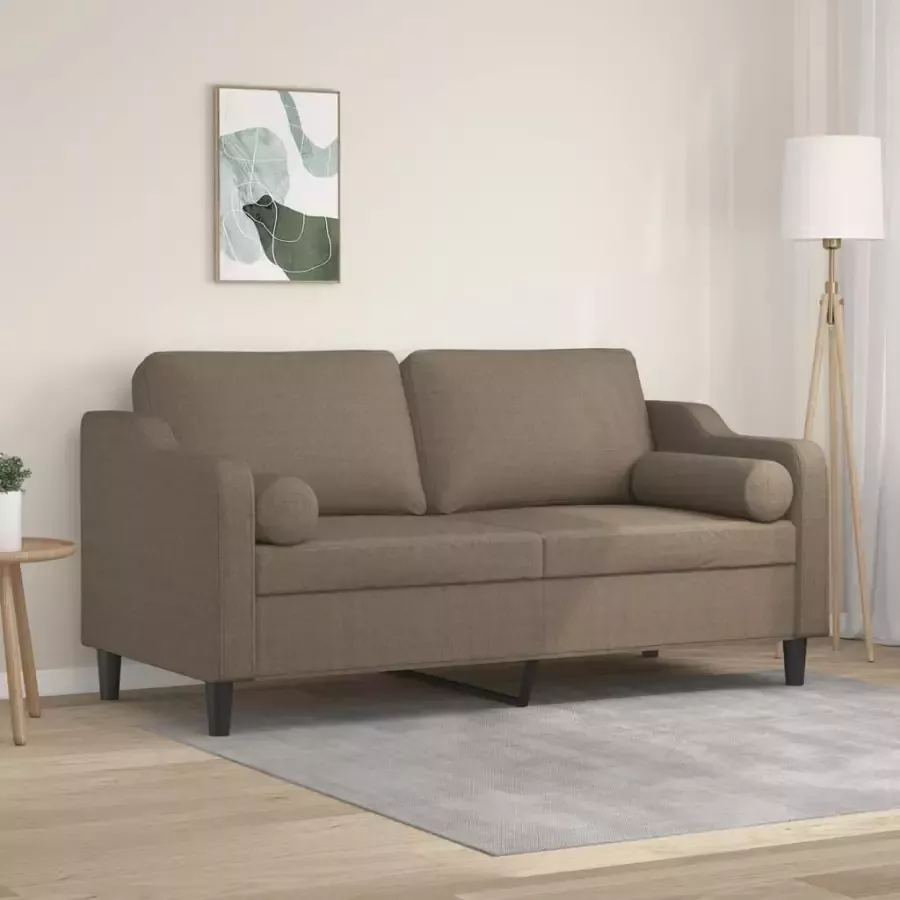 VidaXL Tweezitsbank met kussens 140 cm stof taupe