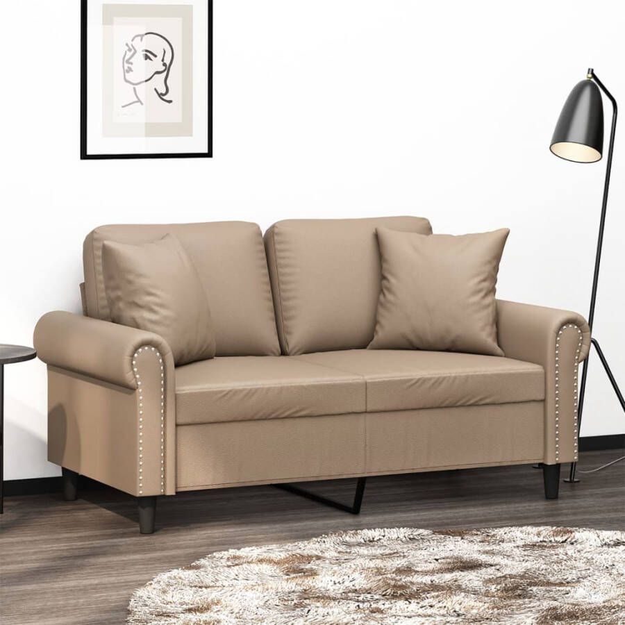Vida XL vidaXL Tweezitsbank met sierkussens 120 cm kunstleer cappuccinokleurig-VXL-3200802 - Foto 2
