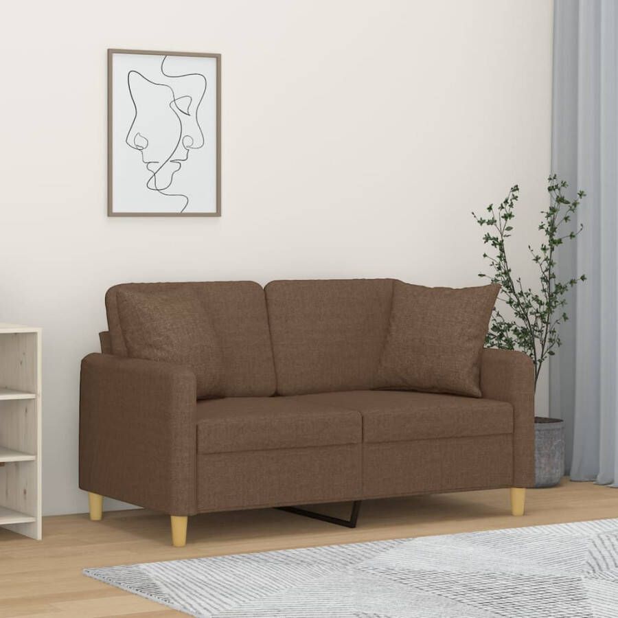 VidaXL -Tweezitsbank-met-sierkussens-120-cm-stof-bruin - Foto 2