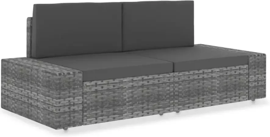 VIDAXL Tweezitsbank sectioneel poly rattan grijs - Foto 4