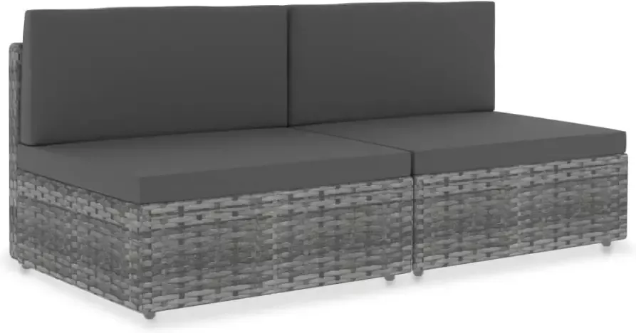 VIDAXL Tweezitsbank sectioneel poly rattan grijs - Foto 3