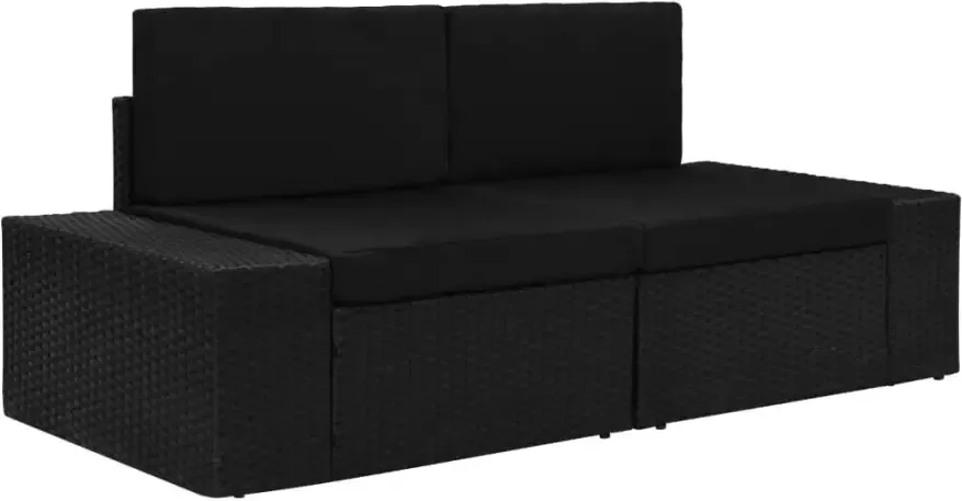 VIDAXL Tweezitsbank sectioneel poly rattan zwart - Foto 4