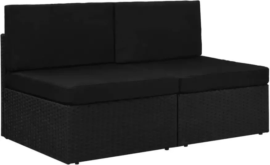 VIDAXL Tweezitsbank sectioneel poly rattan zwart - Foto 4