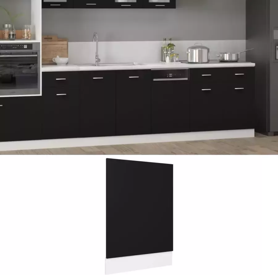 VidaXL Vaatwasserpaneel Lyon 45x3x67 cm bewerkt hout zwart