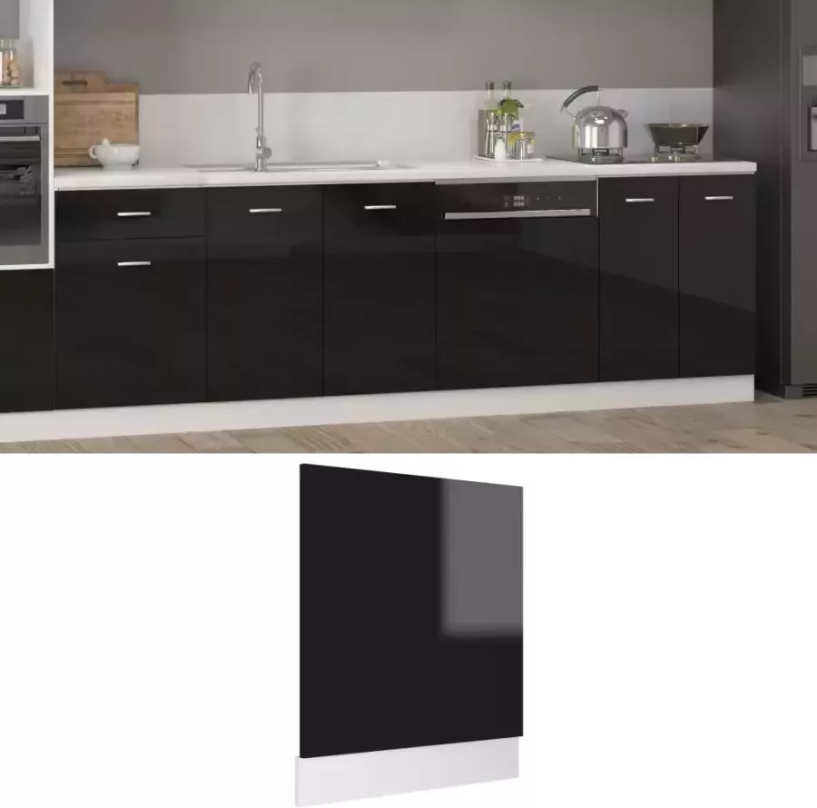 VidaXL -Vaatwasserpaneel-59 5x3x67-cm-spaanplaat-hoogglans-zwart