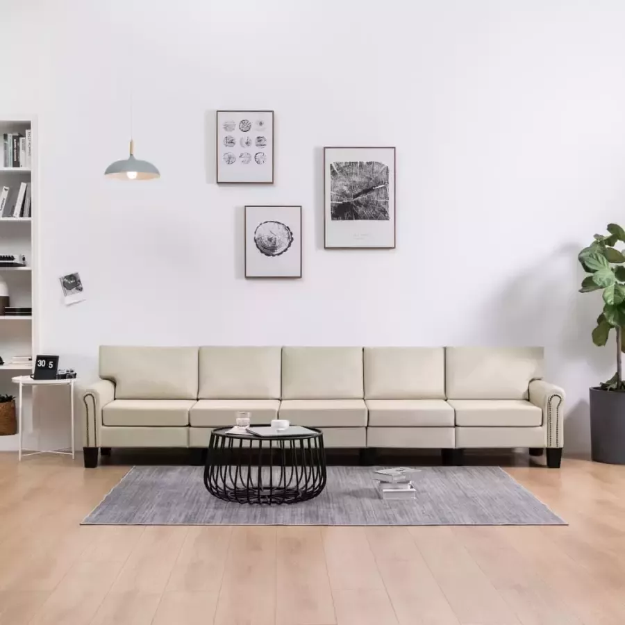 VidaXL Vijfzitsbank stof crème