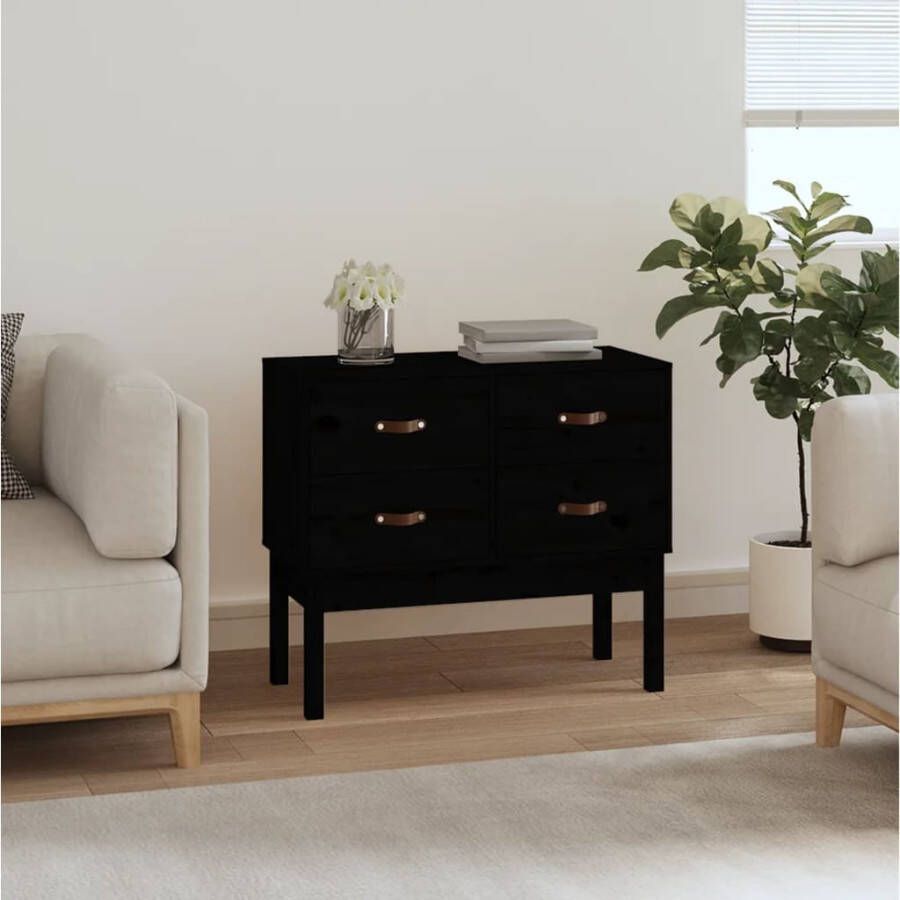 VidaXL -Wandkast-90x40x78-cm-massief-grenenhout-zwart