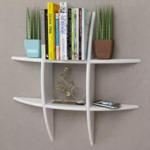 VIDAXL Wandplank MDF zwevend voor boeken dvd wit