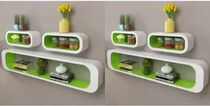 VIDAXL Wandplanken kubus 6 st groen en wit
