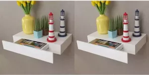 VIDAXL Wandplanken zwevend met lades 2 st 48 cm wit