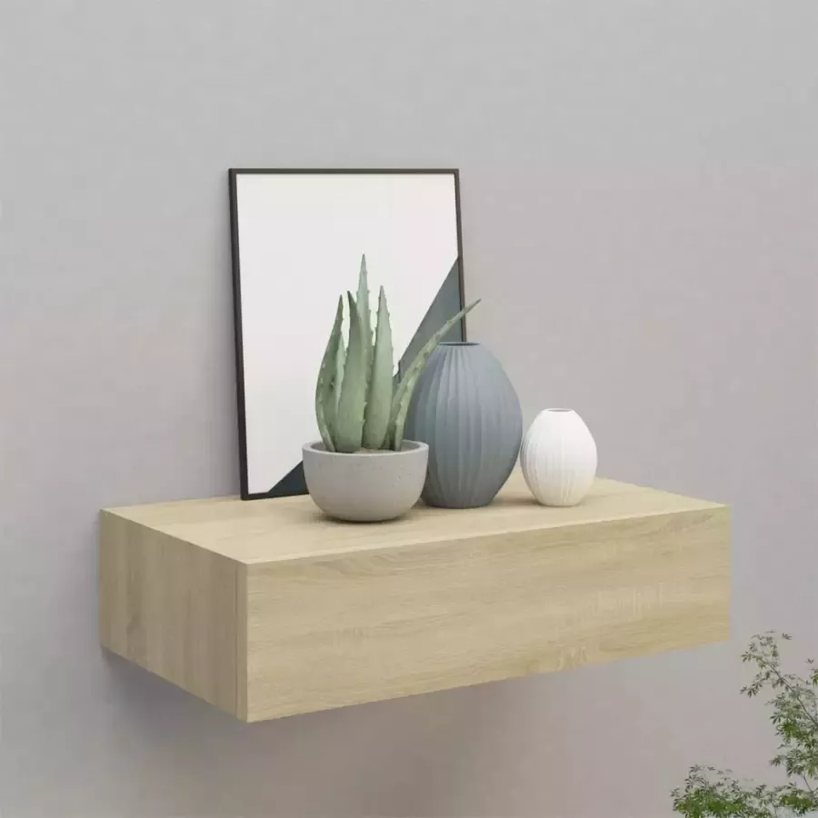 VIDAXL Wandschap met lade 40x23 5x10 cm MDF eikenkleurig - Foto 4