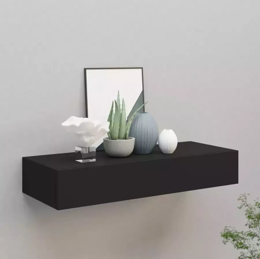 VIDAXL Wandschap met lade 60x23 5x10 cm MDF zwart - Foto 4