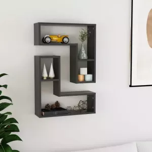 VidaXL Wandschappen 2 st 50x15x50 cm spaanplaat grijs