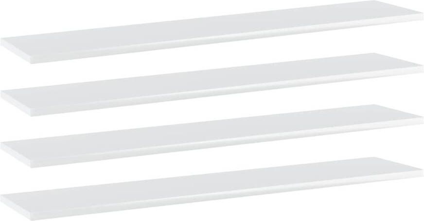 VIDAXL Wandschappen 4 st 100x20x1 5 cm spaanplaat hoogglans wit - Foto 4