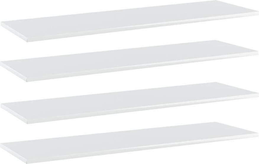 VIDAXL Wandschappen 4 st 100x30x1 5 cm spaanplaat hoogglans wit - Foto 4