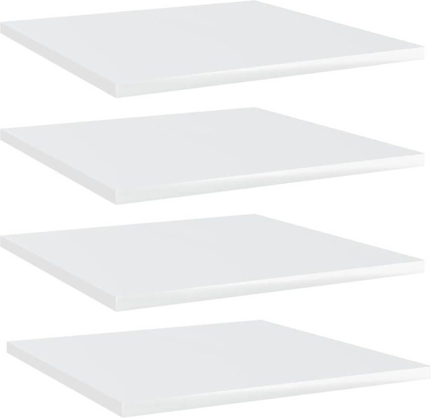 VIDAXL Wandschappen 4 st 40x40x1 5 cm spaanplaat hoogglans wit